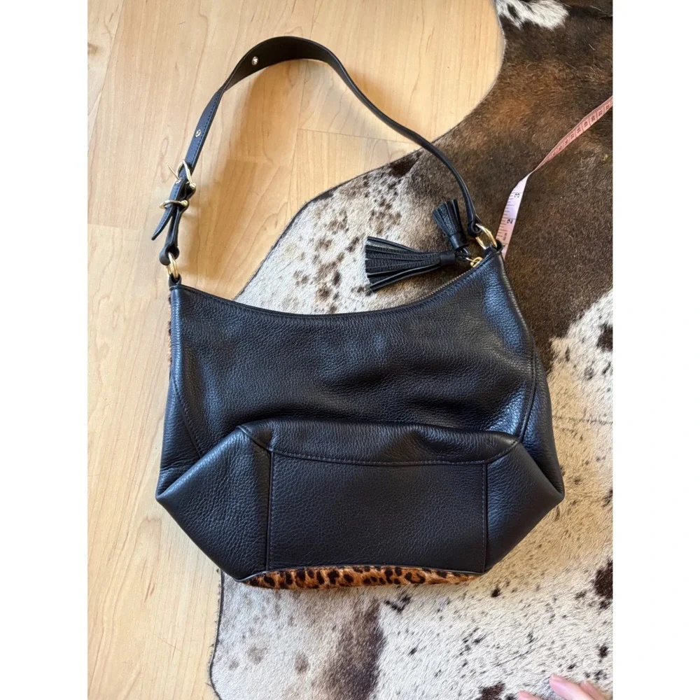 TALBOTS leopard print hair on hide hobo shoulder bag